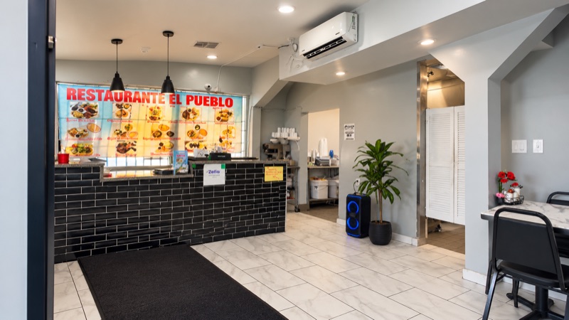 The counter and the photo menu board.